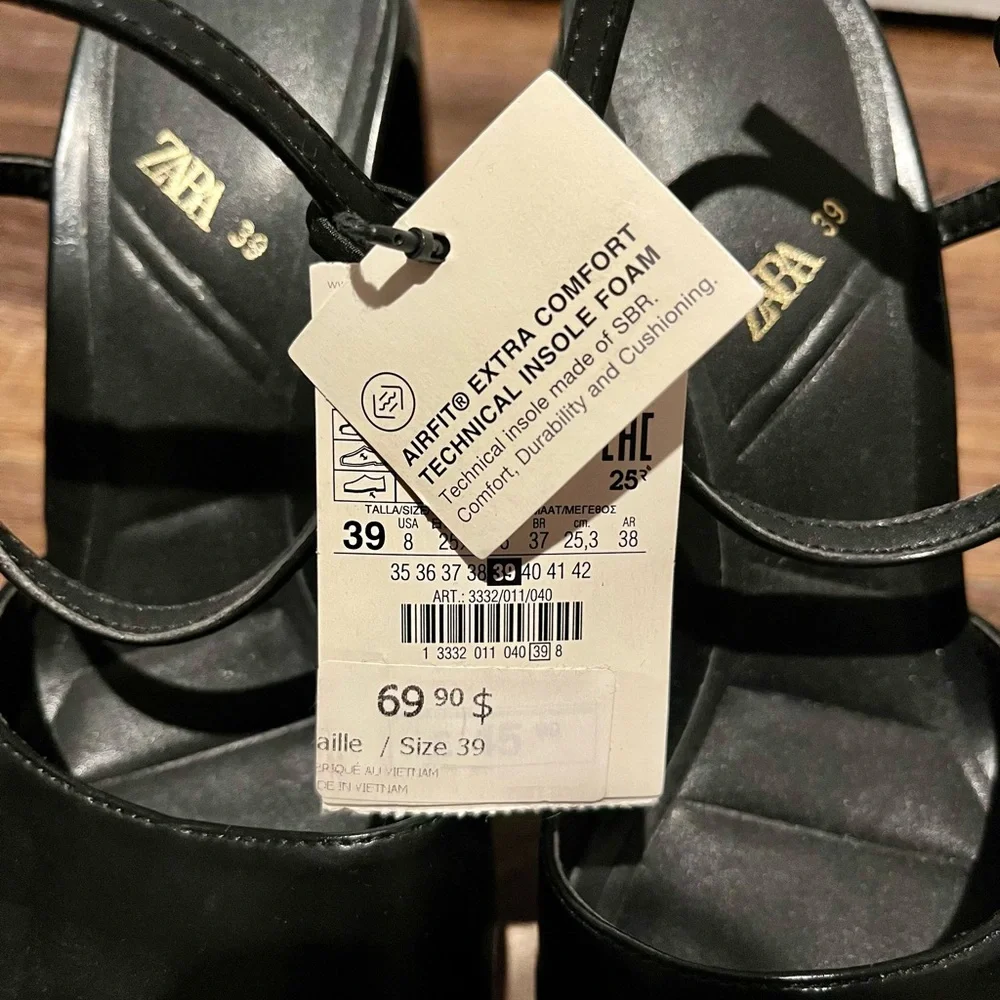 Zara Black Chunky Platform Heels - Picture 9 of 9